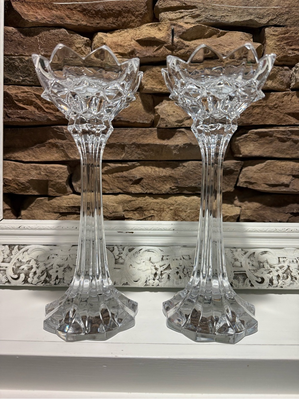 Clear Crystal 10” Candlestick Pair
